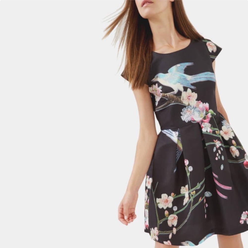 Ted Baker ZALDANA Black Flight Of The Orient Dress